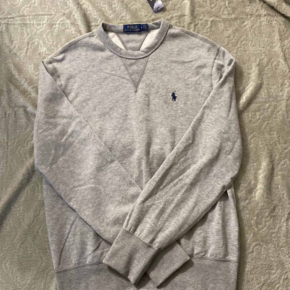 Gray polo crew neck sweatshirt